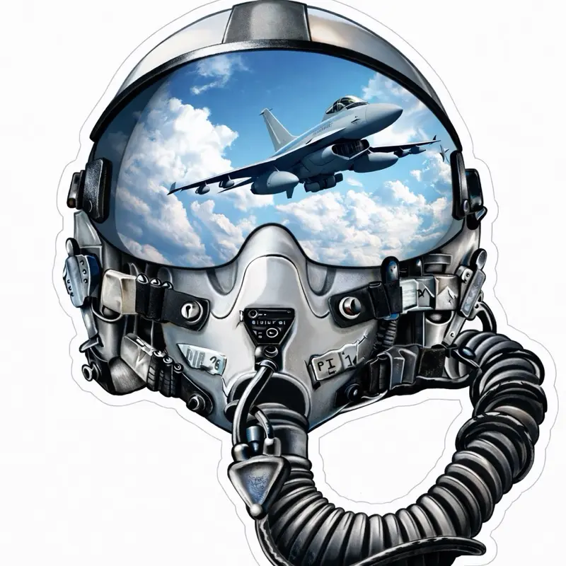 Fighter Jet Helmet F16 Sticker Navy Aviation Pilot Decal Premium Die-Cut Waterproof UV Protected Adhesive for Laptops & Car Windows Small Medium Large