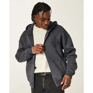 Hollister Feel Good Boxy Zip-Up Graphic Hoodie