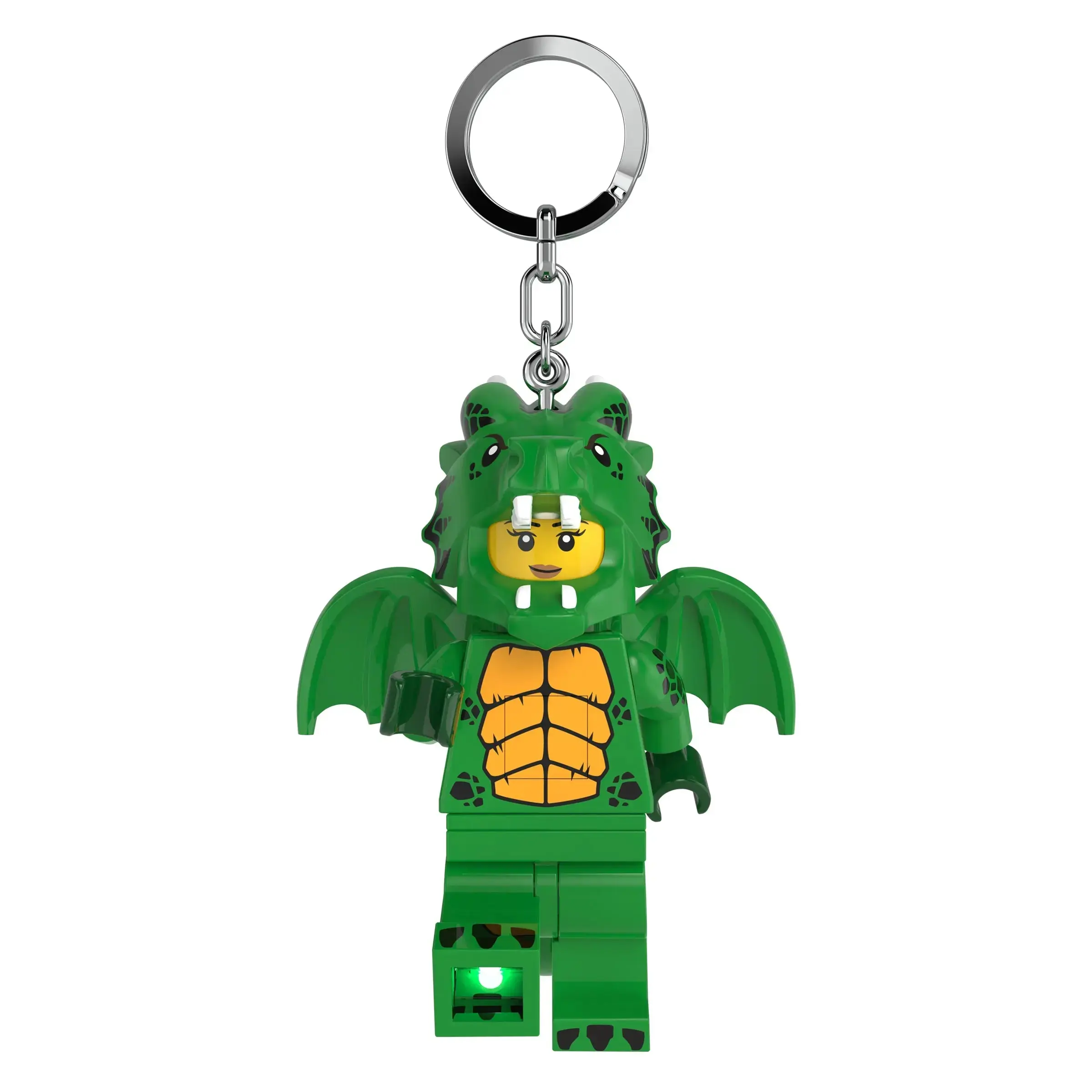 LEGO Keychain Light - Green Dragon Costume Girl (KE224H), 3 inch tall figure, bag charm