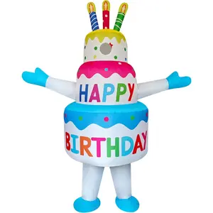 Funny Inflatable Birthday Cake Costume  Blow-Up Suit/Outfit for Adult/Birthday/Halloween/Christmas
