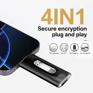 4 in 1 Flash Drive, Portable High Speed USB 3.0 Memory Storage, OTG Flash Pen Drive, Thumb Drive with Free Type-C Adapter for Android Phones/PC and More Devices, Boyfriend Gift, External Storage