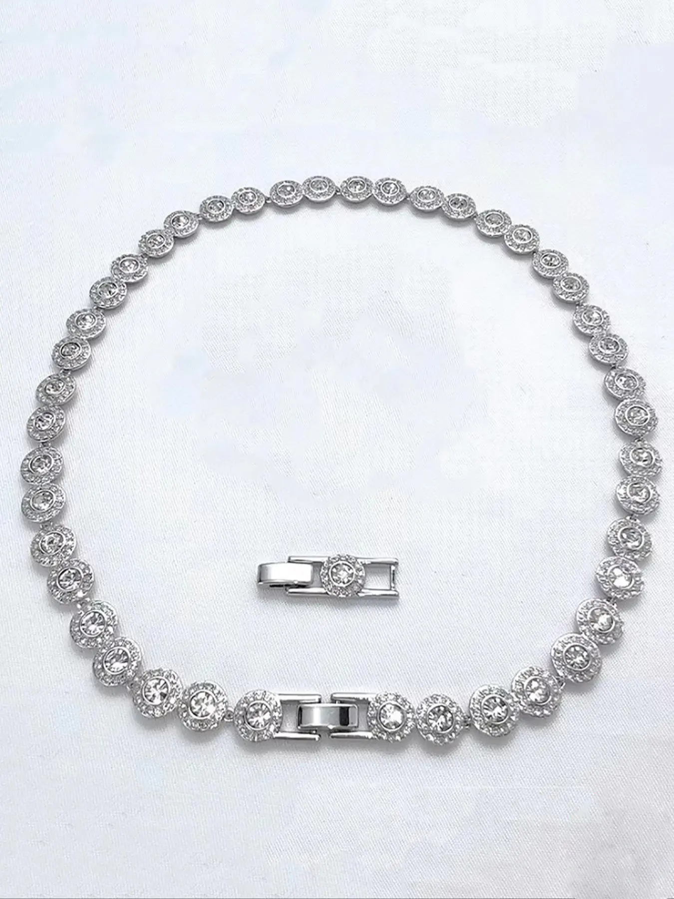 Stylish Elegant Tennis Chain Necklace, Sparkling Rhinestone Adjustable Choker, Fashion Jewelry for Parties and Daily Wear, Daily Clothing Decor, Trendy All-match & Exquisite Jewelry for Birthday Gifts, Fashion Jewelry Party, Rhinestone Decorated Necklace