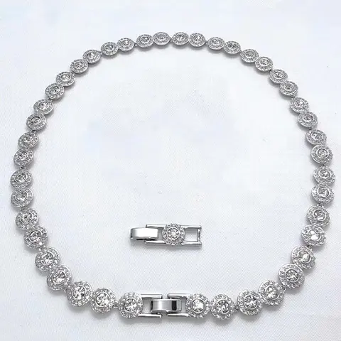 Elegant Tennis Chain Necklace, Sparkling Rhinestone Adjustable Choker, Fashionable chain decorated, Fashion Jewelry for Parties and Daily Wear, Daily Clothing Decor, Trendy All-match & Exquisite Jewelry for Birthday Gifts, Rhinestone Decorated Necklace