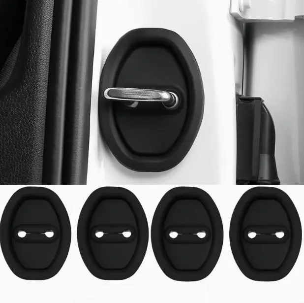 8PCS Black Circular Silicone Car Door Lock Protectors - Shock Absorbing Noise Reducing, Universal Fit for All Vehicles, Durable Interior Protection