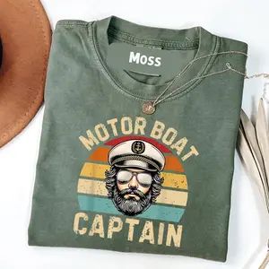 Comfort Colors Funny Retro Motor Boat Captain T-Shirt