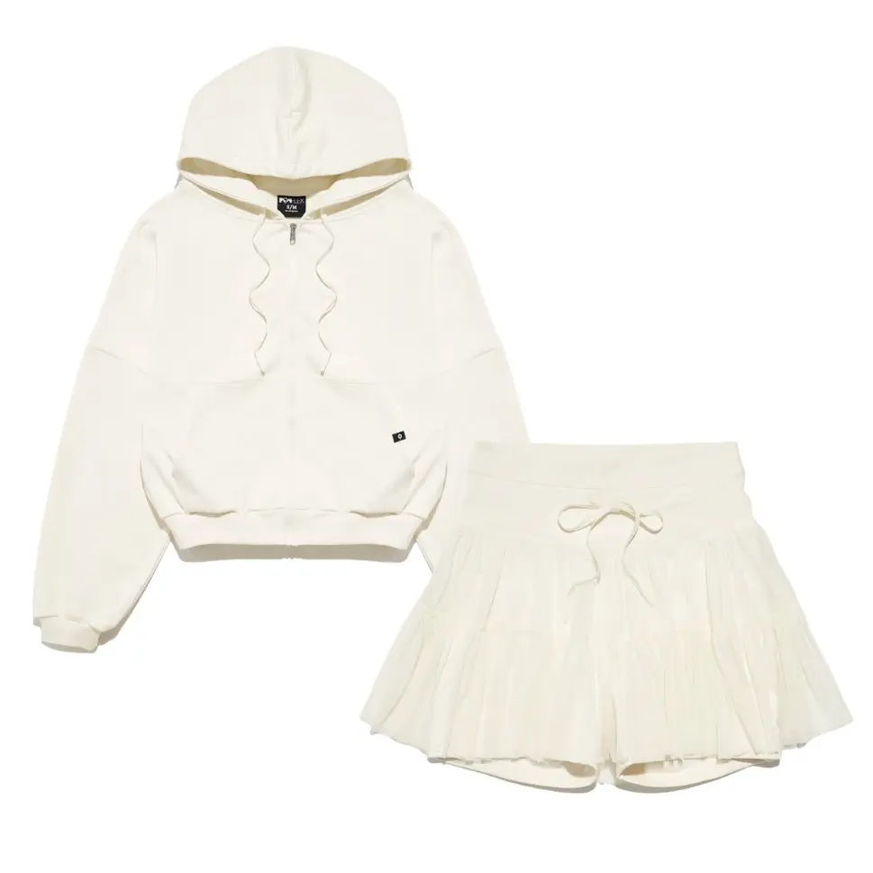 Ivory TikTok Exclusive Bundle - Zip Cloud Hoodie x Pirouette Skort