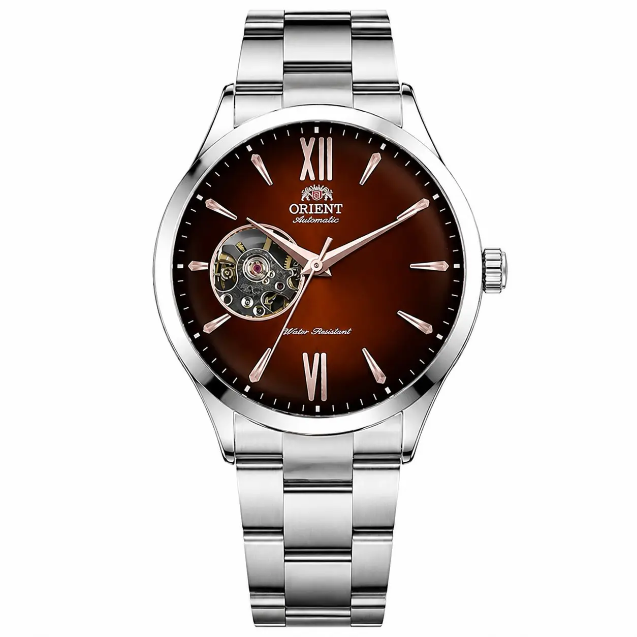 Men's Open-Heart Automatic Skeleton Mechanical Watch with Roman Numerals, Water Resistance, Leather-Stainless Steel Band, Classic Business Dress Wristwatch (Multiple Colors Available)