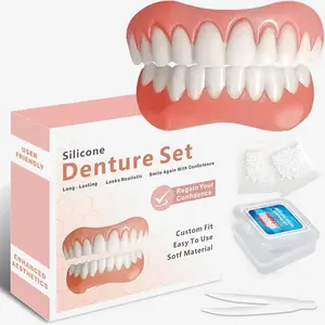 Dentures for n and Men, Silicone Dentures Upper and Lower, Fix Your Smile at Home Within Minutes, Natural Shade False Teeth & Veneers