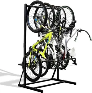 GAOMON 5 Bike Storage Rack, Freestanding Bike Storage, Adjustable Height, Space Saving, Vertical Bike Storage Garage for Front Yards, Backyards, Basements, Storefronts, Workplaces, Up to 300 LBS