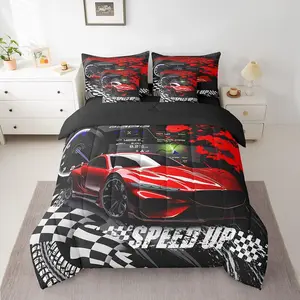 Red Race Car Luxury Sports Car Duvet Cover,Race Car Bedroom Decor Quilt Cover,Bedspread Covers,No Comforter