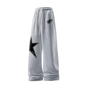 2025 Four Seasons Simple Style Comfortable and Skin-friendly Daily Commuting Fashionable Versatile Printed Design Unisex Cotton-polyester Drawstring Casual Pants