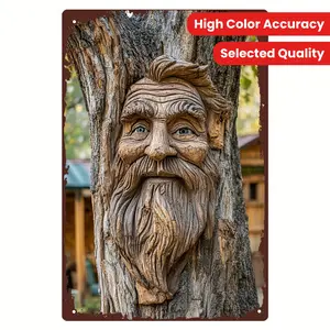 8x12" Humorous Rustic Wooden Tree Face Metal Sign - Iron Decor for Living Room, Bedroom, and Office - Perfect Gift for Gamers, Artistic Home Decoration, Corridor Decoration, Players