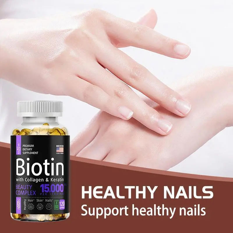 Balincer Biotin with Collagen Health Supplements - Support skin,nails and hair health,120 Capsules