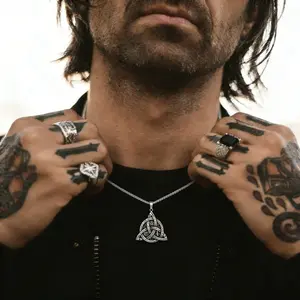 Men's Accessories for Adults Stainless Steel Triple Goddess Triquetra Necklace Celtic Knot Irish Christian Trinity Knot Pendant Amulet Jewelry for Women