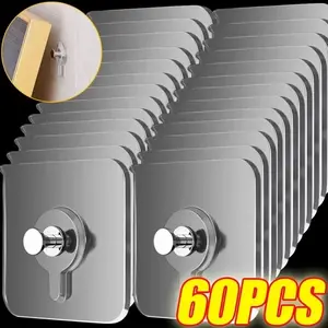 Self-Adhesive Hook, Strong Adhesive Picture Frame Nails Hooks, Transparent Seamless Wall Hangers, Hanging Clock Wall Sticker Holder, Iron Organizer