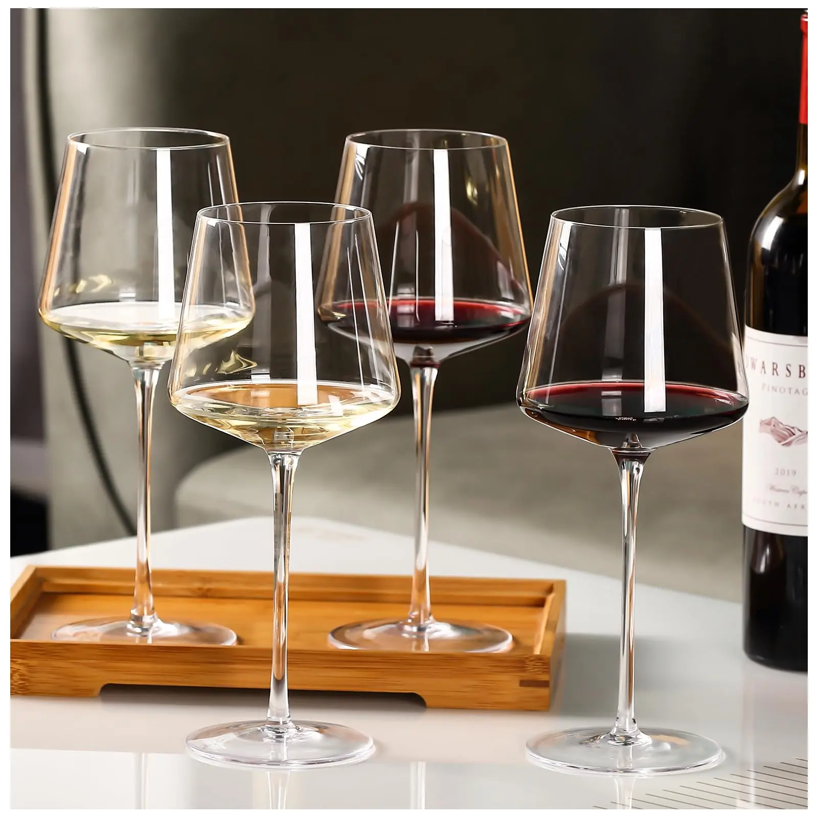 Physkoa Wine Glasses Set 4 -【23oz】 Large Red Wine Glasses with Tall Long Stem,【Hand Blown】 Burgendy Wine Glasses  Drinkware