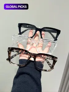 Unisex Simple Eyeglasses Set in Leopard, Clear and Solid Color , Trendy Square Frame Eyeglasses for Everyday Use, Fashion Accessories for Outdoor Activities, Leopard Pattern Eyeglasses, Stylish Square Frames, Trendy Casual Eyeglasses, Square Frame Eyewear