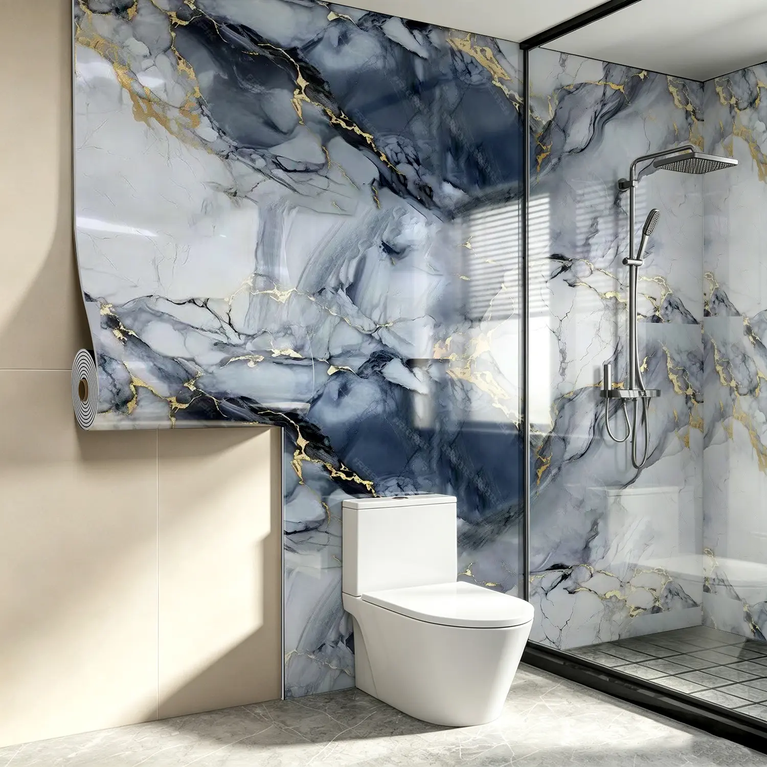 Contemporary Thickened Self-Adhesive Marble Wallpaper - Waterproof Removable Panel with Luxurious Marble Texture Available  Easy DIY Installation for Kitchen Bathroom Living Room Walls and Floors