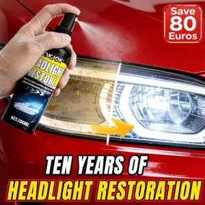 Ceramic Headlight Restoration Spray, Headlight Polishing Agent, Advanced Formula for Yellowing, Oxidation, Fog Removal, Enhances Clarity and Brightness, Jokjok Brand