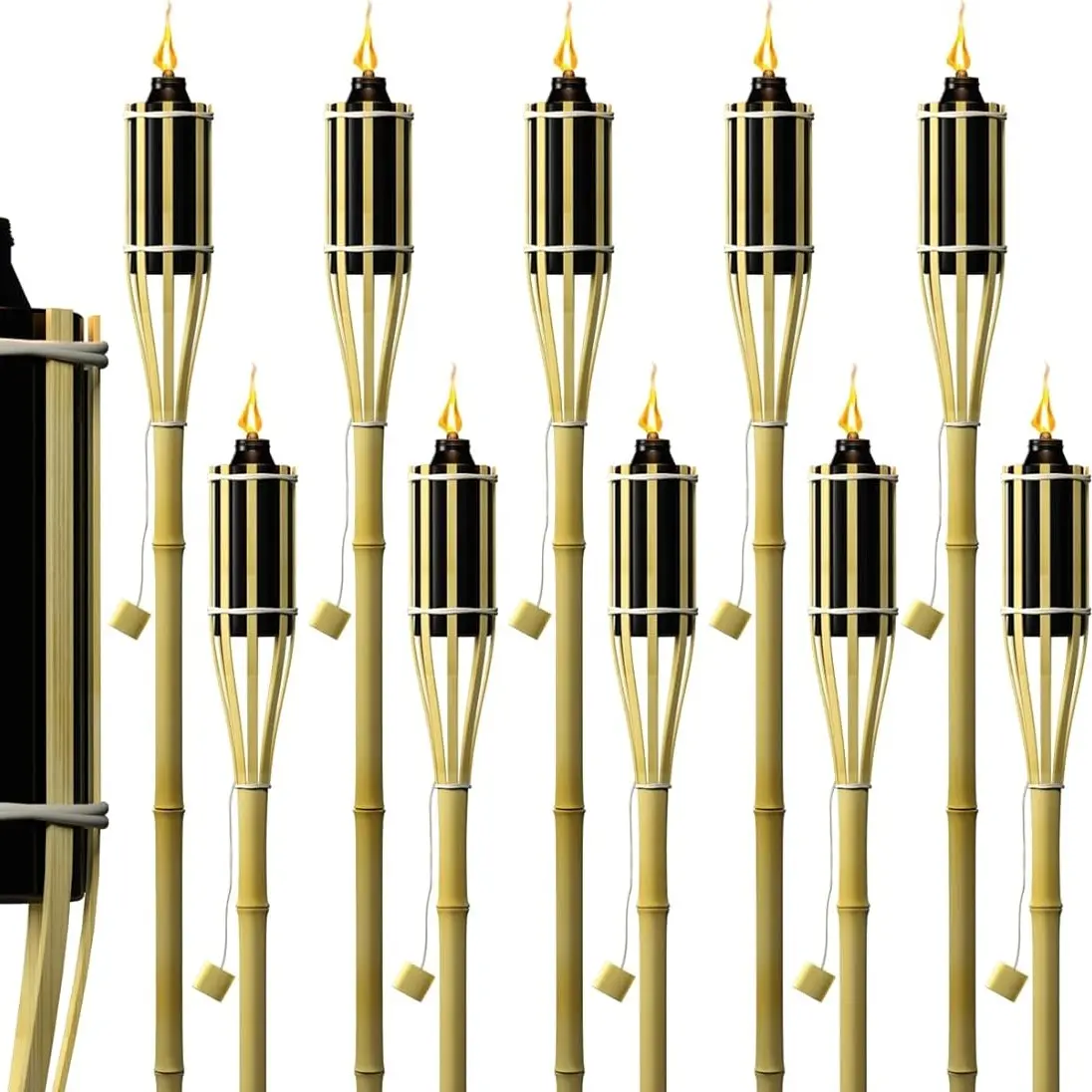 Sorbus Tropical Metal Outdoor Torches, Set of 12, 48" Refillable Oil Lamps for Luminous Ambience, Backyard Decorating, Beach & BBQ Parties, Adds Luminous Ambience, Campfire / Bbq Party, Outdoor Ambience