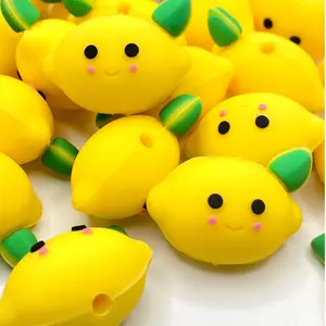 1pc When Life Gives You Lemon, Make Lemonade 3D Silicone Focal Beads - Beaded Pens Keychain Crafting