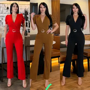 Women's Jumpsuit - Red, Brown, and Black Options