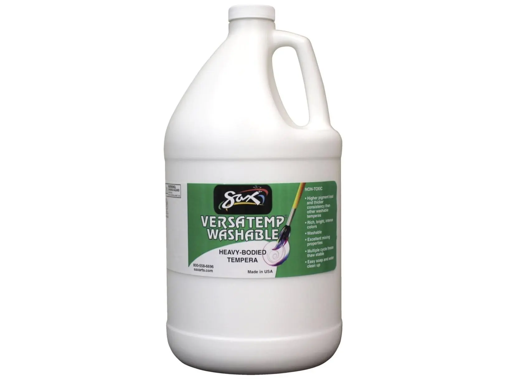 Chroma Acrylics 1592694 Versatemp Washable Heavy-Bodied Tempera Paint Jug (1-gal Jug, 8 lbs), White, Freeze-Thaw Stable, Block-and-Screen Printing Use, Creamy Consistency, Easy Soap-and-Water Cleanup