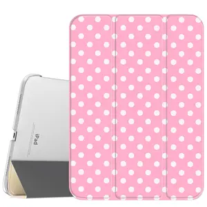 Pink Dot Case for iPad A16 2025 / iPad air 6/ iPad mini 6 Air, Pro 4,5,6,7, Slim Stand Cover with Soft Translucent Frosted Back Pencil Slot, for Samsung Galaxy Tab S9 S6,7,8,9,10FE + A7 LTE Tablet Cases
