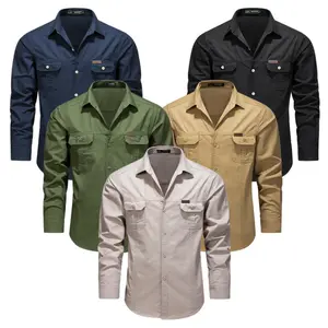 Durable Long-Sleeve Button-Down Shirt with Reinforced Pockets – Ideal for Outdoor Adventures & Casual Daily Outings