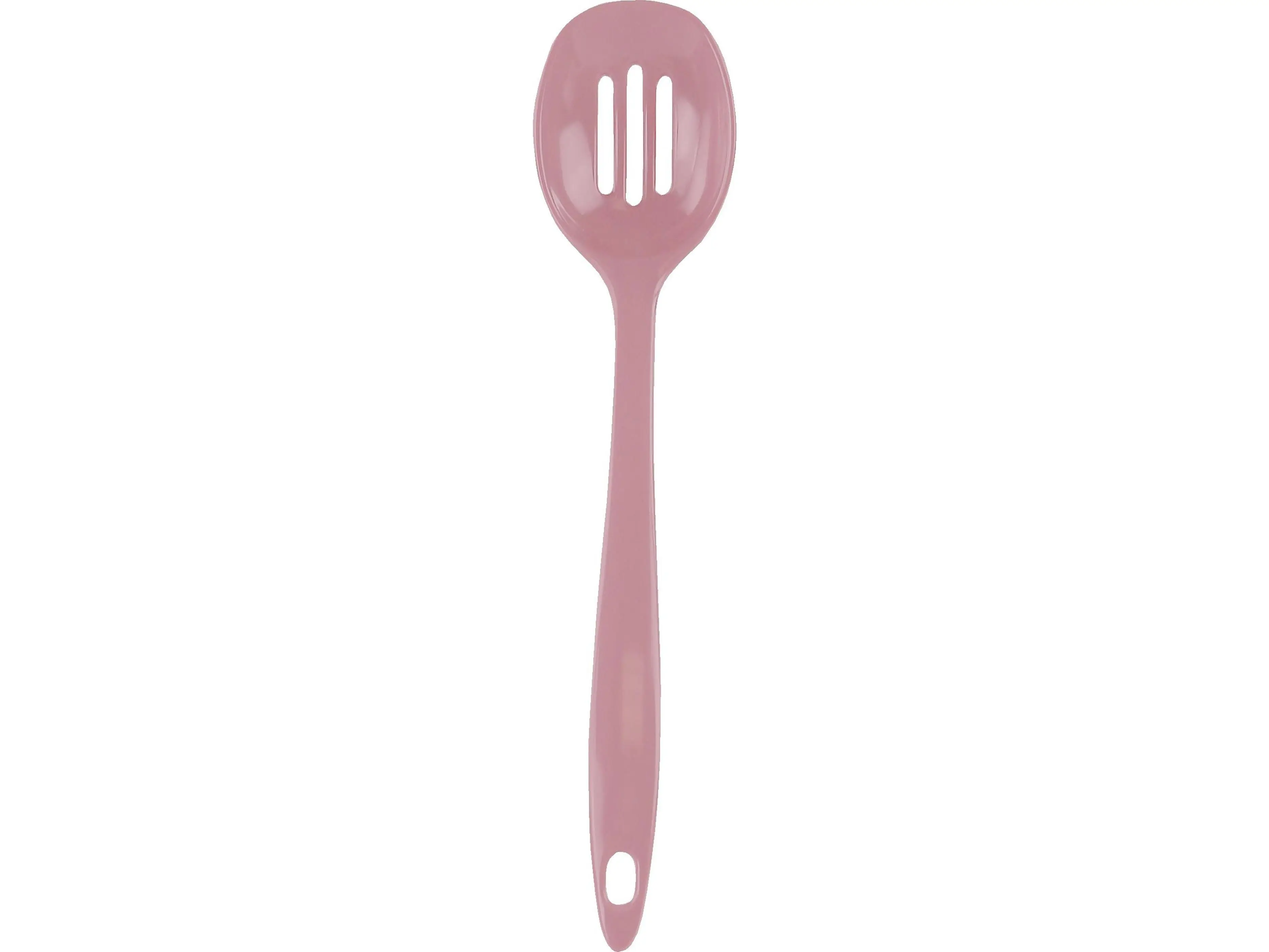 Reston Lloyd Melamine Slotted Spoon - Pink, Long Handle Kitchen Utensil for Cooking Use, Dishwasher Safe Serving Tool