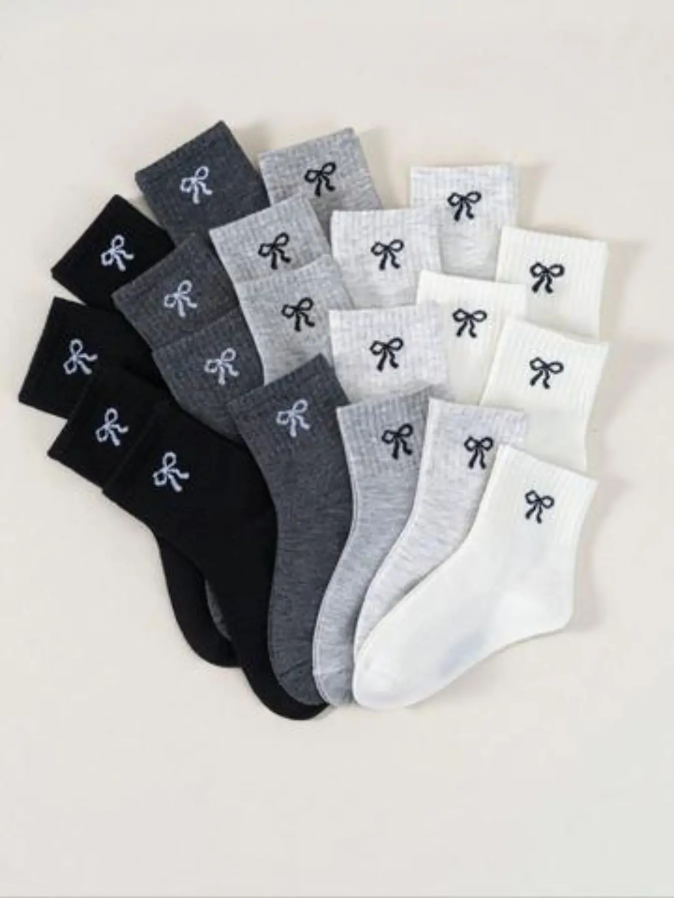 10/20 Pairs Kids Socks, Bow Pattern, Medium Calf, Student Socks, School Socks, All Seasons, Comfortable Soft Breathable