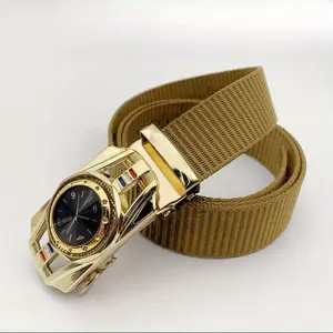 Men'S Casual Outdoor Belt Made of Breathable Woven Nylon with an Aumatic Buckle