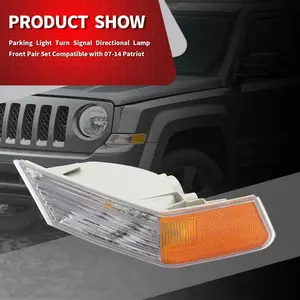 Nakkaa Front Turn Signal Light Lamp Cover Compatible With Suitable for 07-17 Jeep &2007-2017 Patriot Driver & Passenger Side 68004180AC  CH2527102  68004181AC  CH2526102 DRL Function ABS Plastic