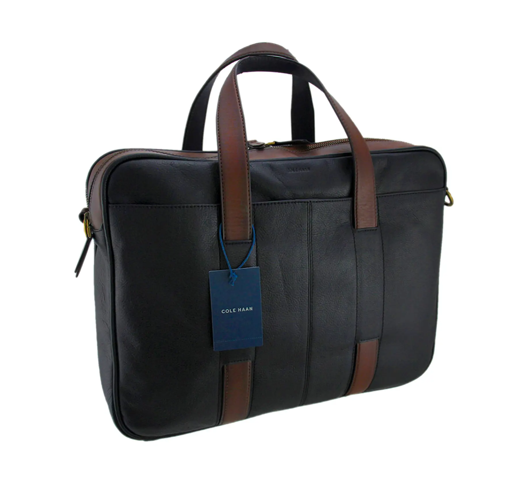 Cole Haan Buchannon Leather Briefcase Designer Business Travel Attache Case Laptop Computer Bag
