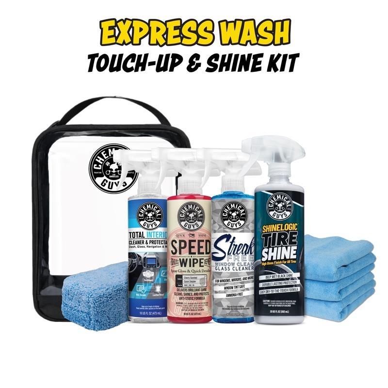 Chemical Guys Car Washing Kit - Automotive Accessories, Car Detailing Products with Speed Wipe Quick Detailer, Total Interior Cleaner, Streak-Free Glass Cleaner, Tire Shine, Trunk Organizer, Microfiber Towels, On-the-Go Storage Bag