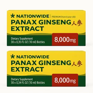 2 Pack Panax Ginseng Extract  - 8,000 mg Extra Strength Dietary Supplement Energy Boost & Immune Support with 60 Bottles of 0.35 FL Oz / 10 ml