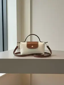 Simple retro contrast color shoulder handbag, metal snap embellishment adjustable shoulder strap crossbody bag, Crossbody Purses, fashionable and versatile, small and exquisite, suitable for daily outings, dates, etc.