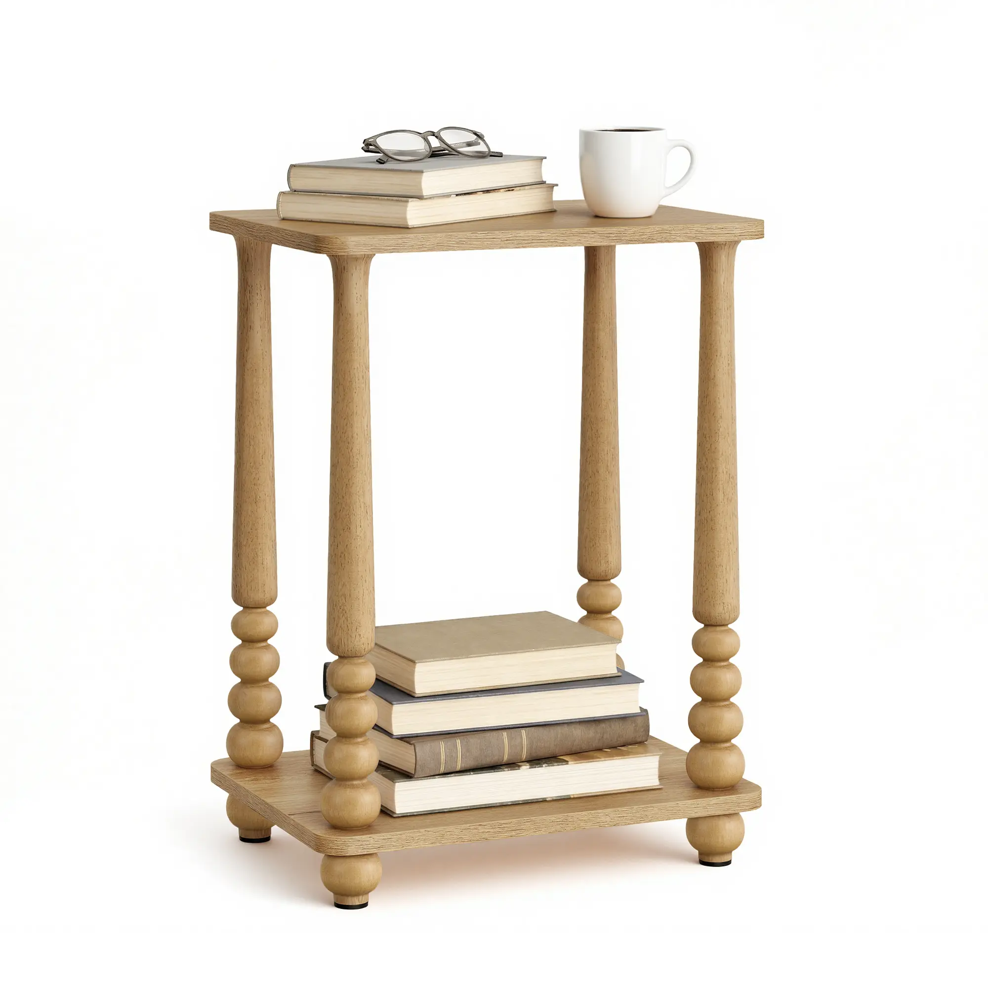 VASAGLE Mariel Collection Rectangular Side Table - Small Space Size Nightstand, Accent End Table with Shelf, Solid Wood Legs, Mid-Century Modern for Living Room, Bedroom