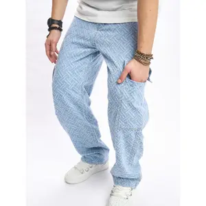 Men's Casual Denim Jeans - Solid Color, Loose Fit, Straight Leg, Non-Stretch, 1pc