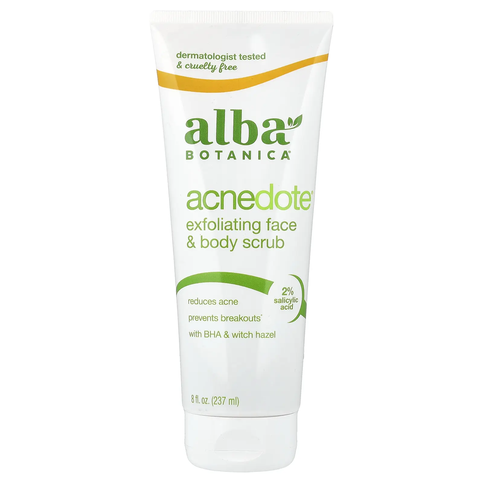 Alba Botanica Acnedote®, Exfoliating Face & Body Scrub, 8 fl oz (237 ml) | HSA/FSA Eligible