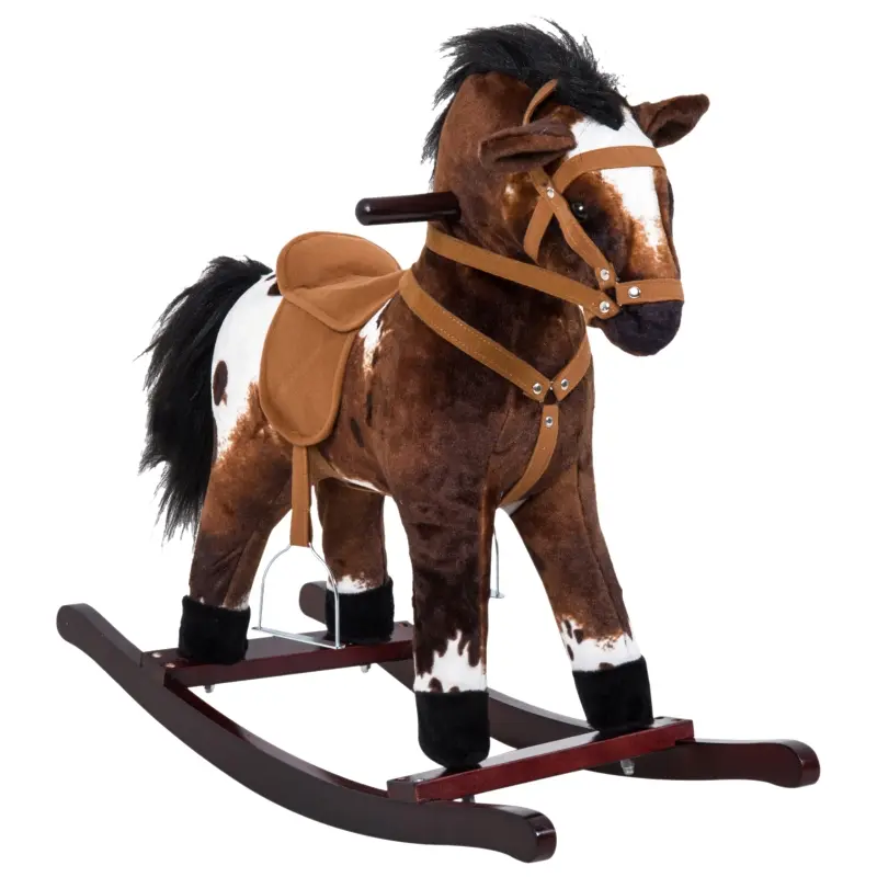 Toddler Plush Ride-On Horse (Ages 3-5) - 2 Styles: Standing & Rocking, with Neighing/Galloping Sounds, Soft Padded Seat, Sturdy Frame