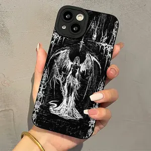 Punk Angel Pattern Phone Case, Full Camera Protection Casing, Compatible with iPhone 11 12 Pro Max 13 14 15 Plus Air Series