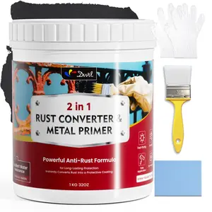 Rust Converter for Metal, 2 in 1 Rust Converter Paint and Primer, Converts Rust to Long-Lasting Protective Coating, Anti Rust and Rust Prevention Paint, No Sanding or Primer Needed, Black