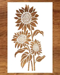Large Sunflower Stencil for Painting (12x15 Inches) - Flower Stencils for Crafts  for Walls, Fabric, Furniture - Wall Stencil - Floral Stencils for Painting on