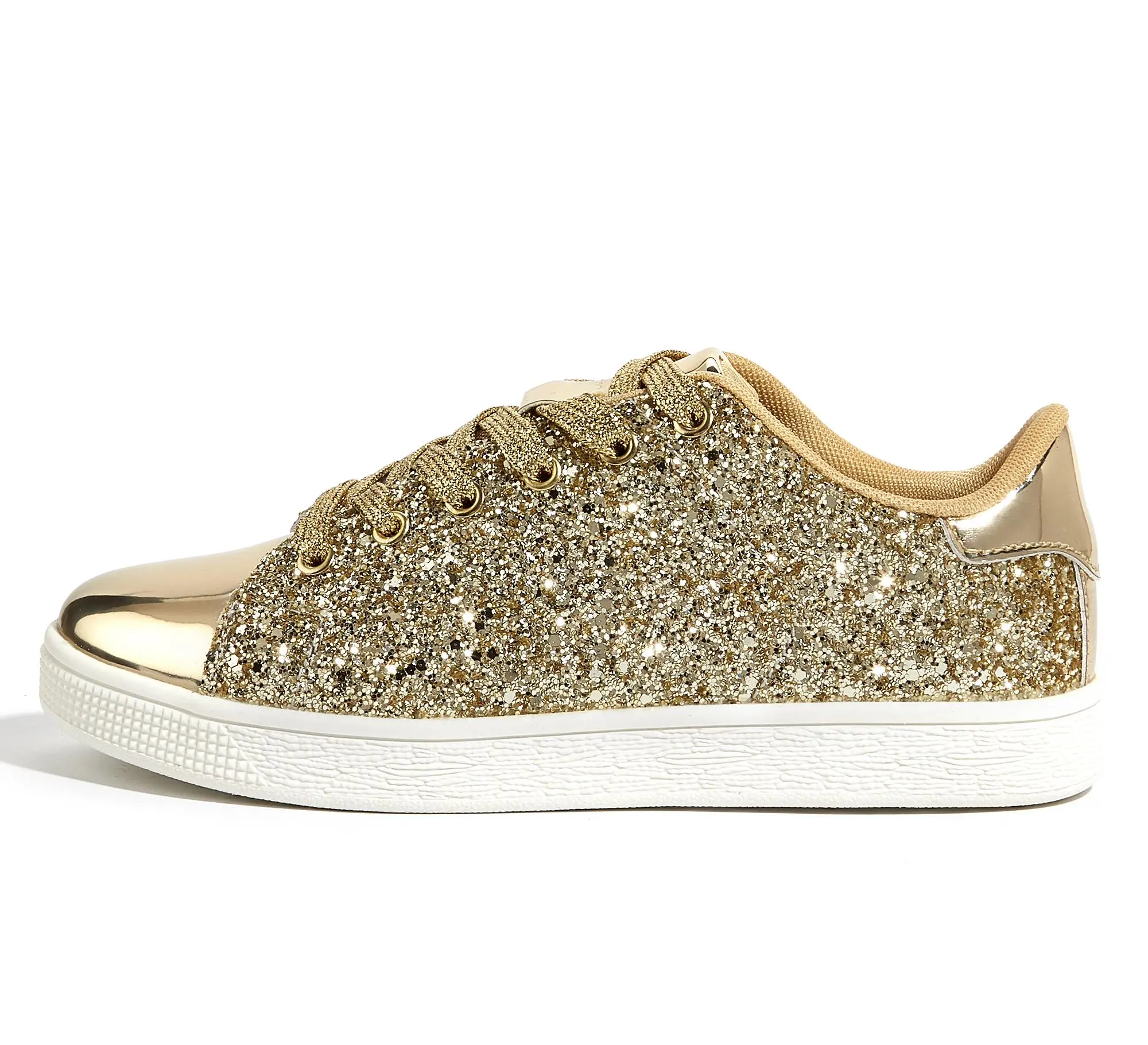 LUCKY STEP Women's Closed Glitter Lace-Up Sneakers - Sparkly Bedazzled Casual Trainer Shoes for Spring Glow-Up, Walking and Training,summerwins