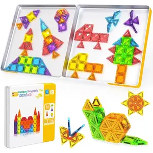 56/26 Pieces Mini Travel Magnetic Tiles, Building Block Set, Iron Box Storage, Micro Magnetic Building Blocks Toy for Kids Ages 3-8, STEM Educational Construction Toy for Boys and Girls, Easter & Birthday Gift, Portable Magnetic Cube Blocks
