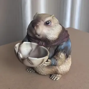 Cute Groundhog Handmade Figure, Adorable Cartoon Animal Model, Car Desktop Decoration, Secondary Dimension Cute Toy