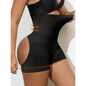 Elegant Women's Seamless High-Waist Shaping Pants Solid Color Butt-Lifting Shapewear Tight-Fitting Abdomen and Hip Lifting Plain Knitted Fabric Machine Washable Womenswear Basic