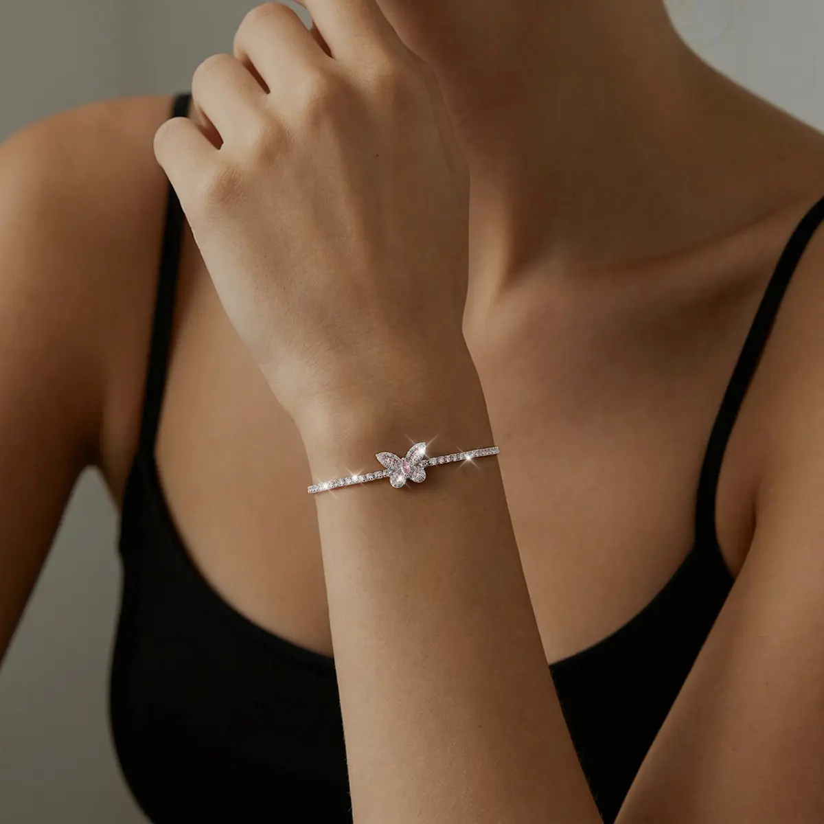 Butterfly Bracelet for Women Silver Bracelets Adjustable Zirconia Butterfly Bracelet Jewelry Christmas Gifts for Wife Girlfriend