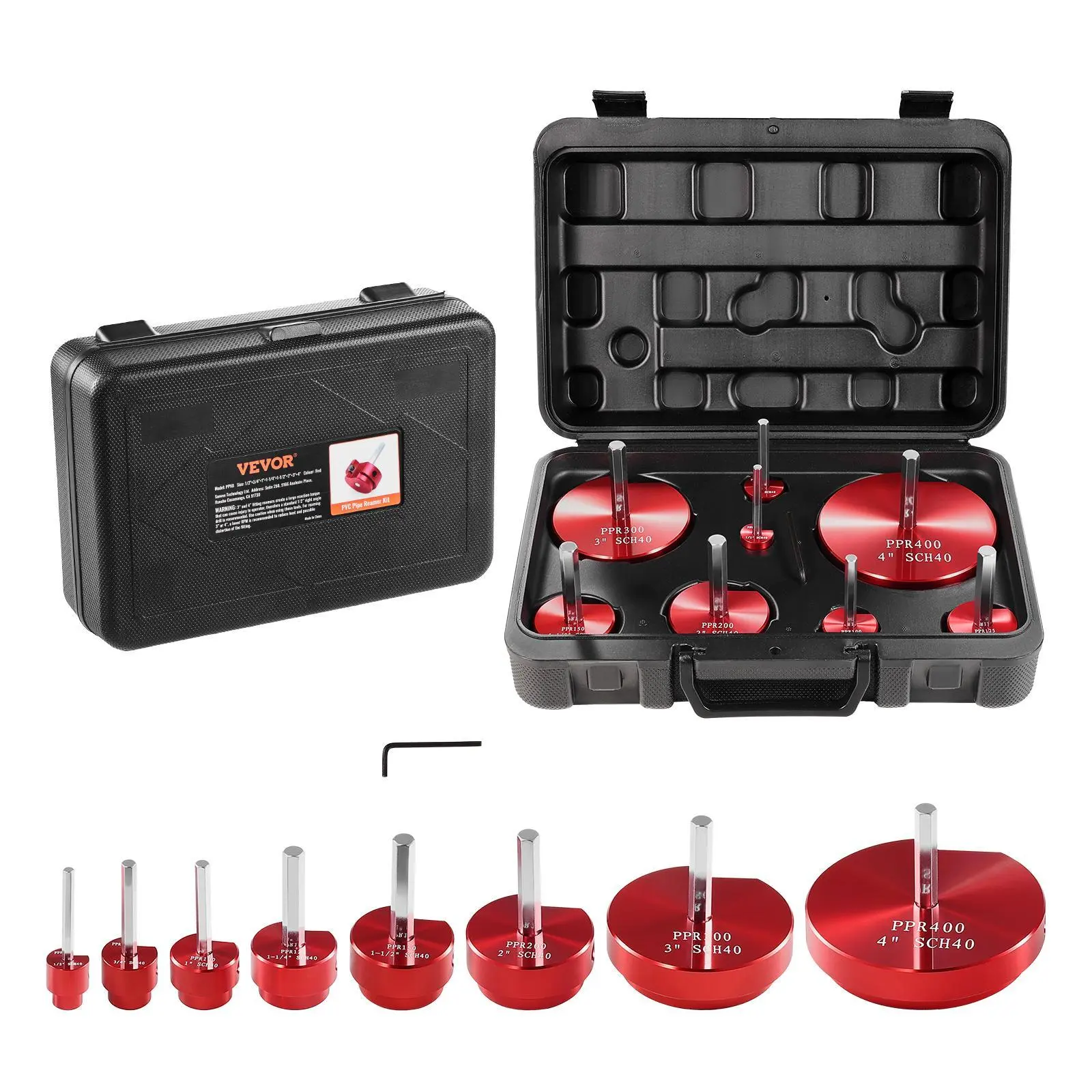 【Fallpicks】VEVOR Aluminum Rust-Resist Alloy 8-Piece Multi-Size PVC Socket Saver Tool Kit Set with Hex Wrench, ABS Plastic Fittings, Easy to Disassemble & Use, Plumbing Repair for SCH 40 1/2"-4" Pipes, Swimming Pools, Neat Smooth Finish